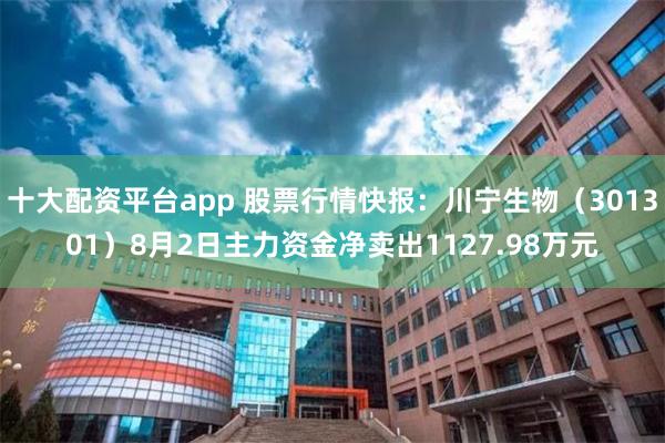 十大配资平台app 股票行情快报：川宁生物（301301）8月2日主力资金净卖出1127.98万元