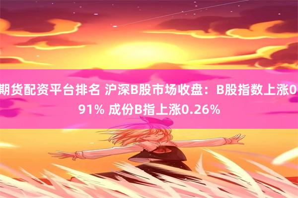 期货配资平台排名 沪深B股市场收盘：B股指数上涨0.91% 成份B指上涨0.26%