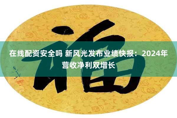 在线配资安全吗 新风光发布业绩快报：2024年营收净利双增长