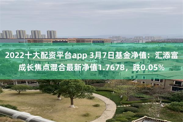 2022十大配资平台app 3月7日基金净值：汇添富成长焦点混合最新净值1.7678，跌0.05%